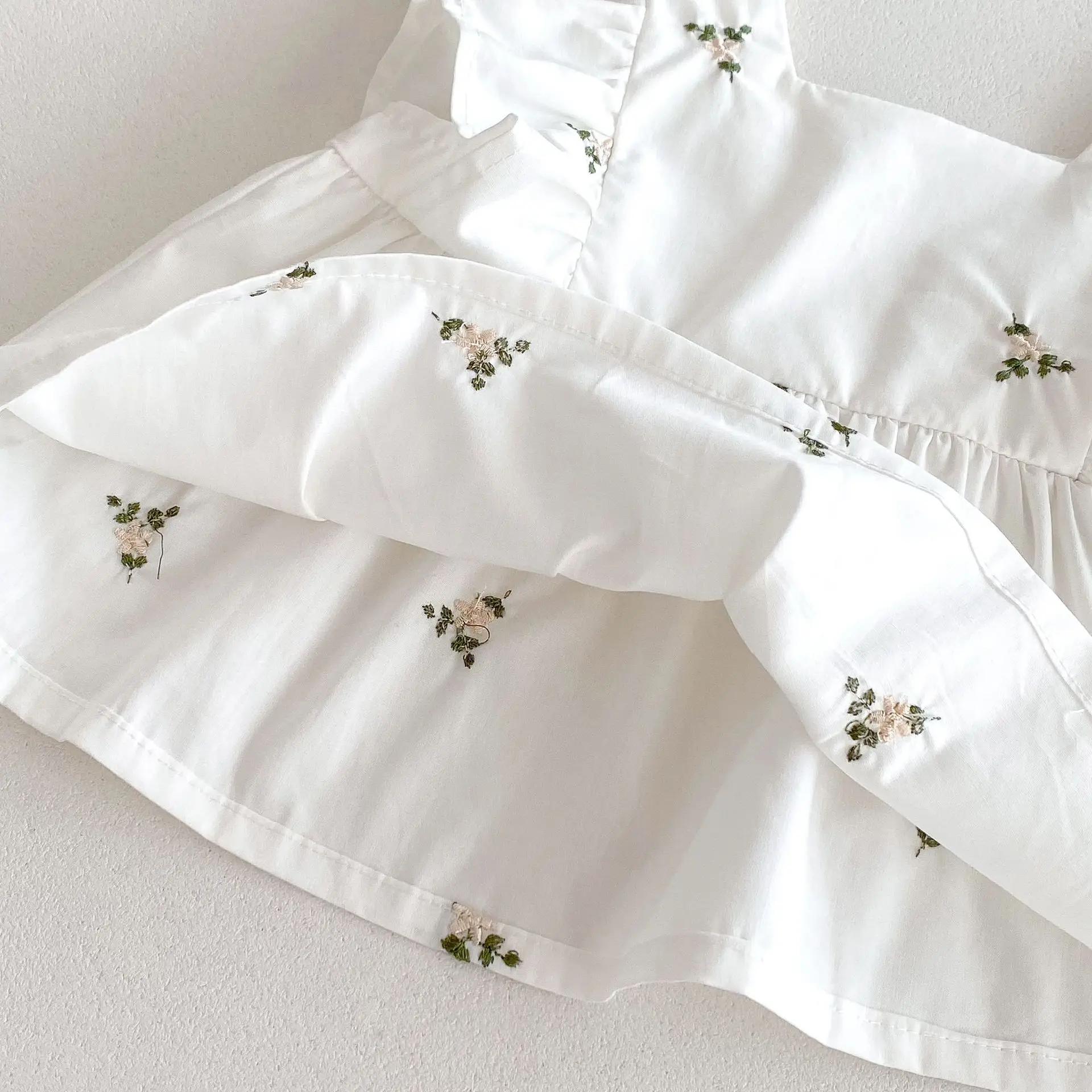 2psc Summer Newborn Infant Baby Girls Embroider T-Shirt + Shorts Sweet Set Muslin Muslin Kids Fashion Baby Clothing