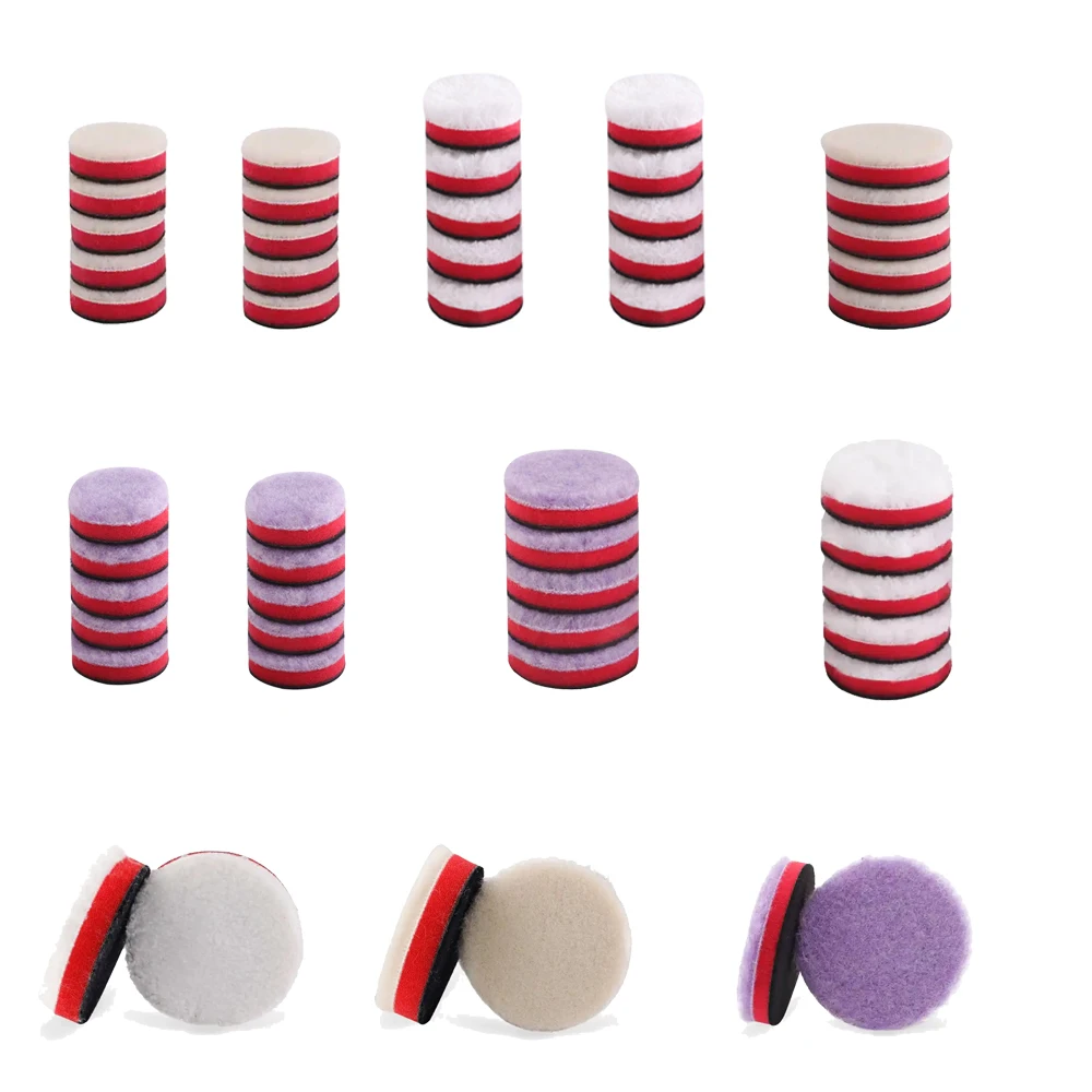 

SPTA 1.5 inch(38mm)/2 inch(50mm)/3 inch(75mm) Microfiber Polishing Pads Short Wool Pads Purple Wool Buffing Pads for Detailing