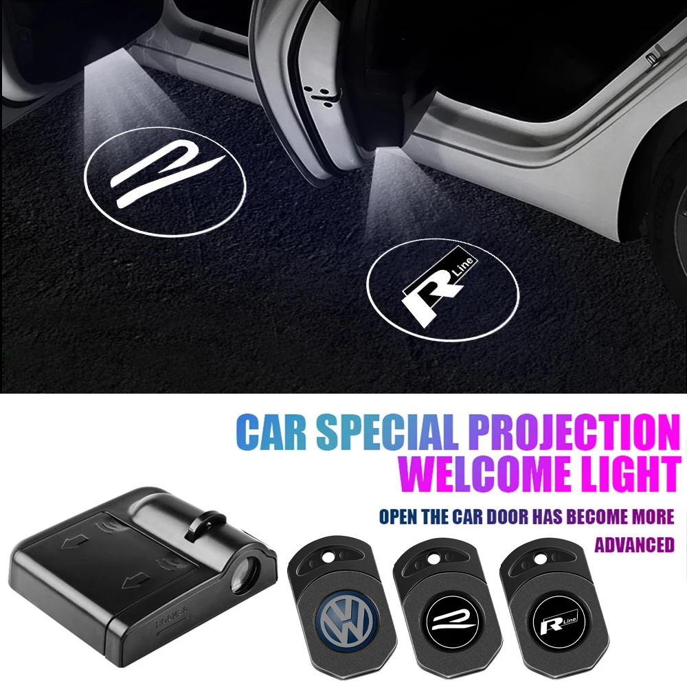 Car Wireless Courtesy Lamp Logo Car Door Projector LED Welcome Lights For Volkswagen VW R Line Golf Polo MK7 Tiguan Passat Jetta