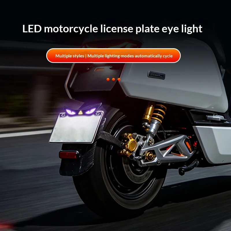Motorcycle Cool Demon Eye LED License Plate Waterproof Ambient Light Headlight Brake Light Motorcycles light Modified Decoration view 2