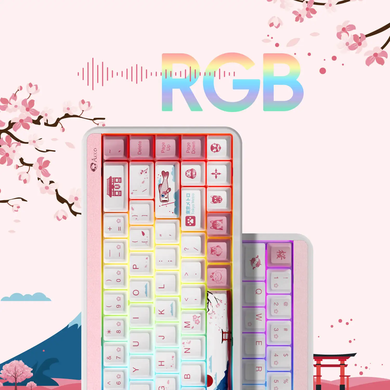 Akko JIN01 65 % benutzerdefinierte mechanische Tastatur 68 Tasten RGB Hot-Swap-fähige BT 5.0/2.4G Wireless & Typ-C kabelgebundene Aluminium-Gaming-Tastatur
