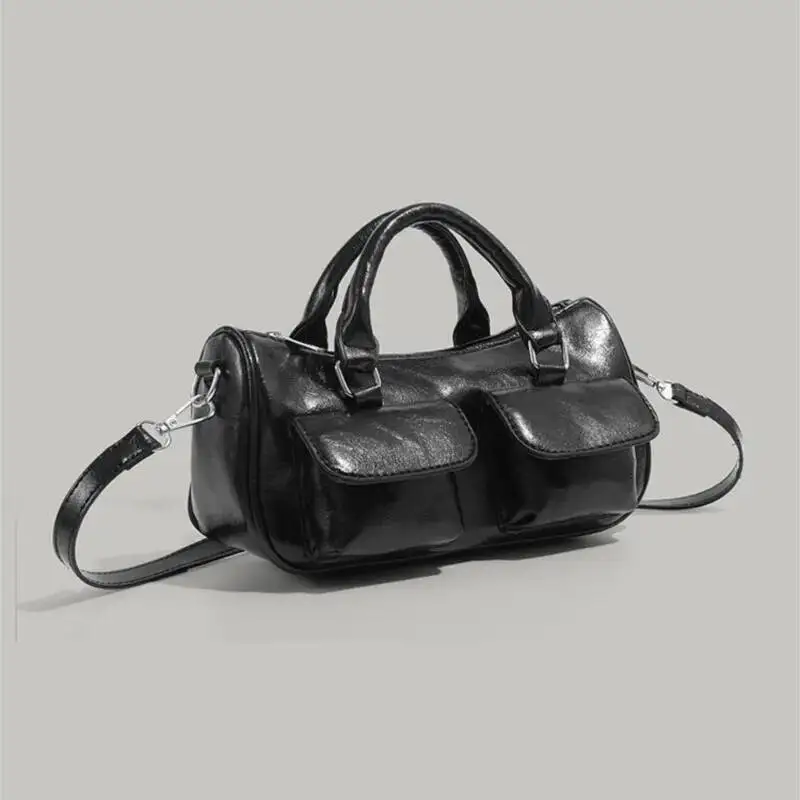 Bloom Retro Handle Coffee Bowling For Women Pu Leather Pocket Y2k Ladies Vintage Messenger Bag Designer Bags