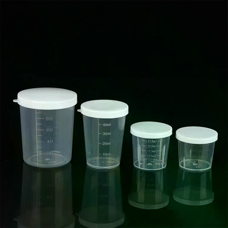 /YOV/20/30/50/100ml Clear Liquid Pill Measuring Cups With Lids Travel Pill Organizer Cup Container For Liquid Medicine 10Pcs/Set