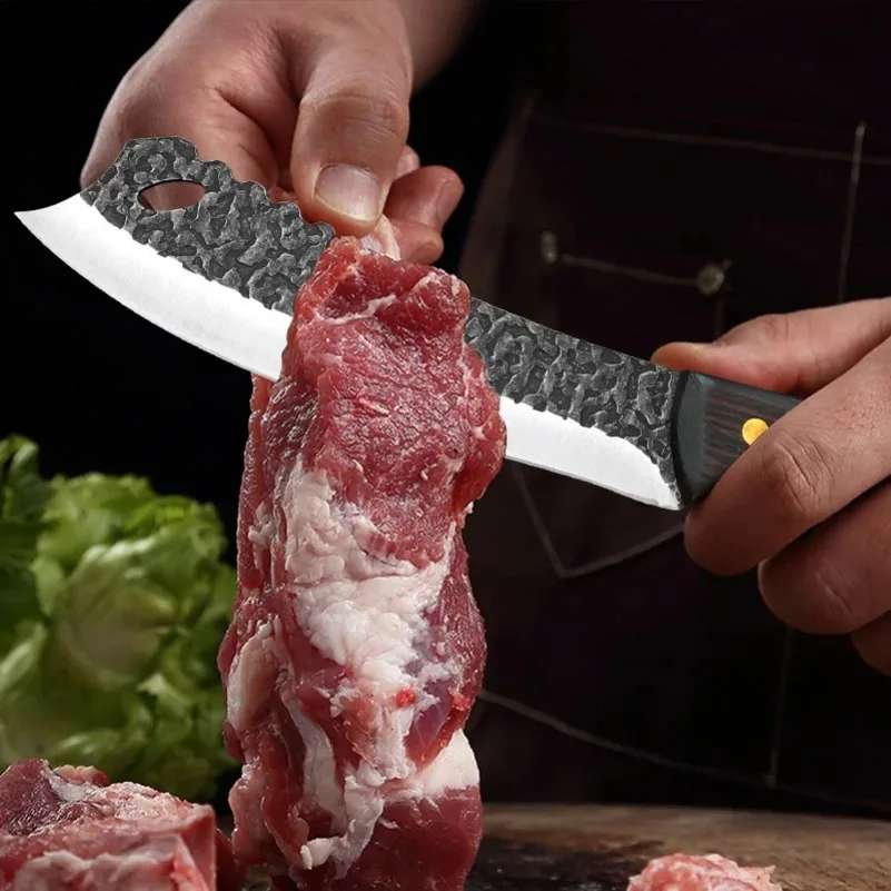 Handmade Kitchen Knives Chef Cooking Cleaver Meat Slicing Fruit Vegetable Butcher Boning Knife Stainless Steel Blade Wood Handle