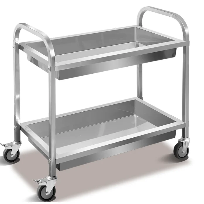 STAINLESS STEEL HOSPTAL HOTEL GEN FOOD COLLECTION TROLLEY Hotel Restaurant Service Trolley Bowl-Collected Cart
