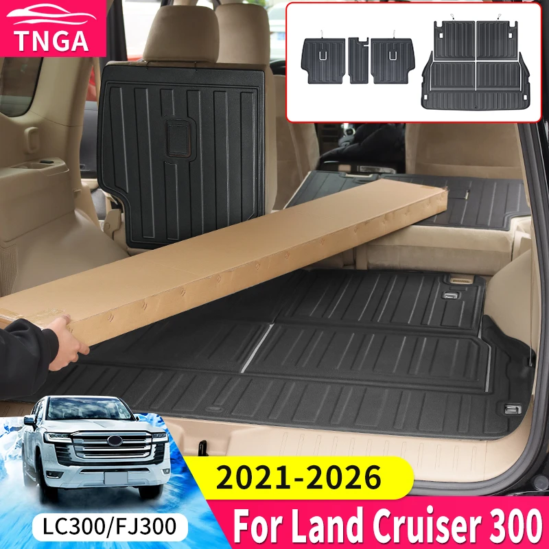 

Для Toyota Land Cruiser LC300 300 J300 2021-2026: Нескользящий, водонепроницаемый, износостойкий коврик в багажник и накладка на спинку сиденья – аксессуары для интерьера