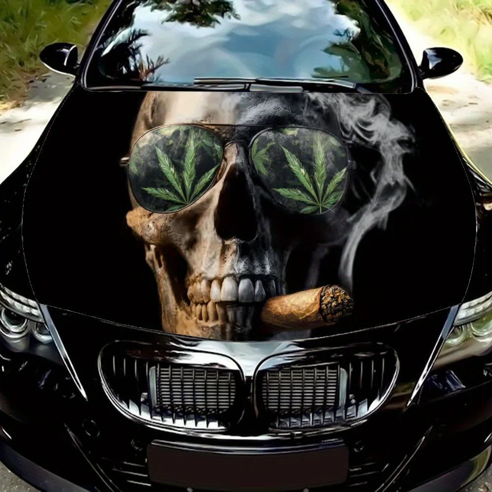 

Personalized Skull Car Hood Sticker - Waterproof and Wear-resistant Material, Suitable for All Kinds of Cars, Unique Skull Patte