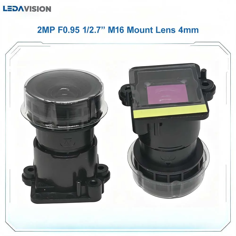 4MP F0.95 Aperture M16 Mount CCTV Lens 1/1.8 Inch Holder 4mm Fixed Iris Starlight HD Surveillance Lens
