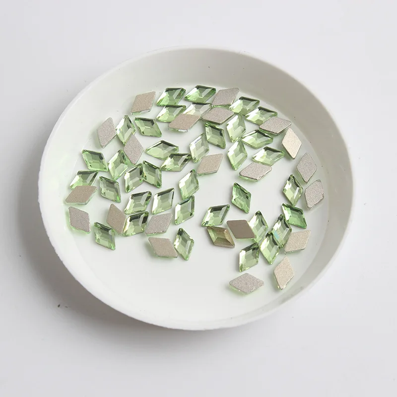 Venta al por mayor, 16 colores, 4x6,5mm, rombos, parte posterior plana, diamantes de imitación para uñas, cristales de forma especial, piedras artísticas, decoración personalizada 3D