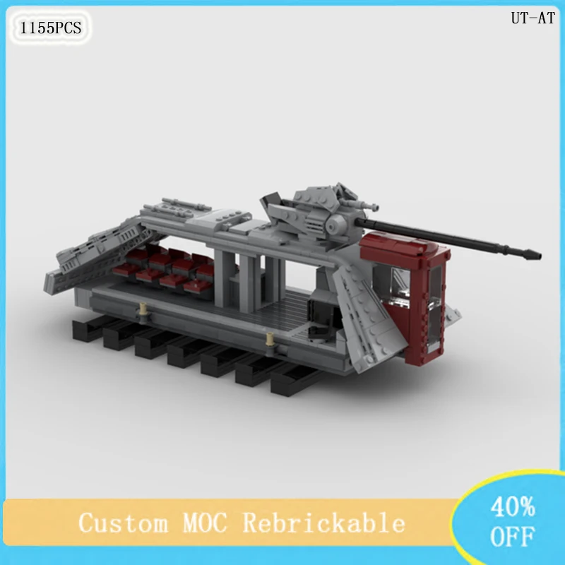 1155PCS Custom MOC Armored Personnel Vehicle Building Block Model UT-AT DIY Children\'s Assembly Toys Christmas Gift