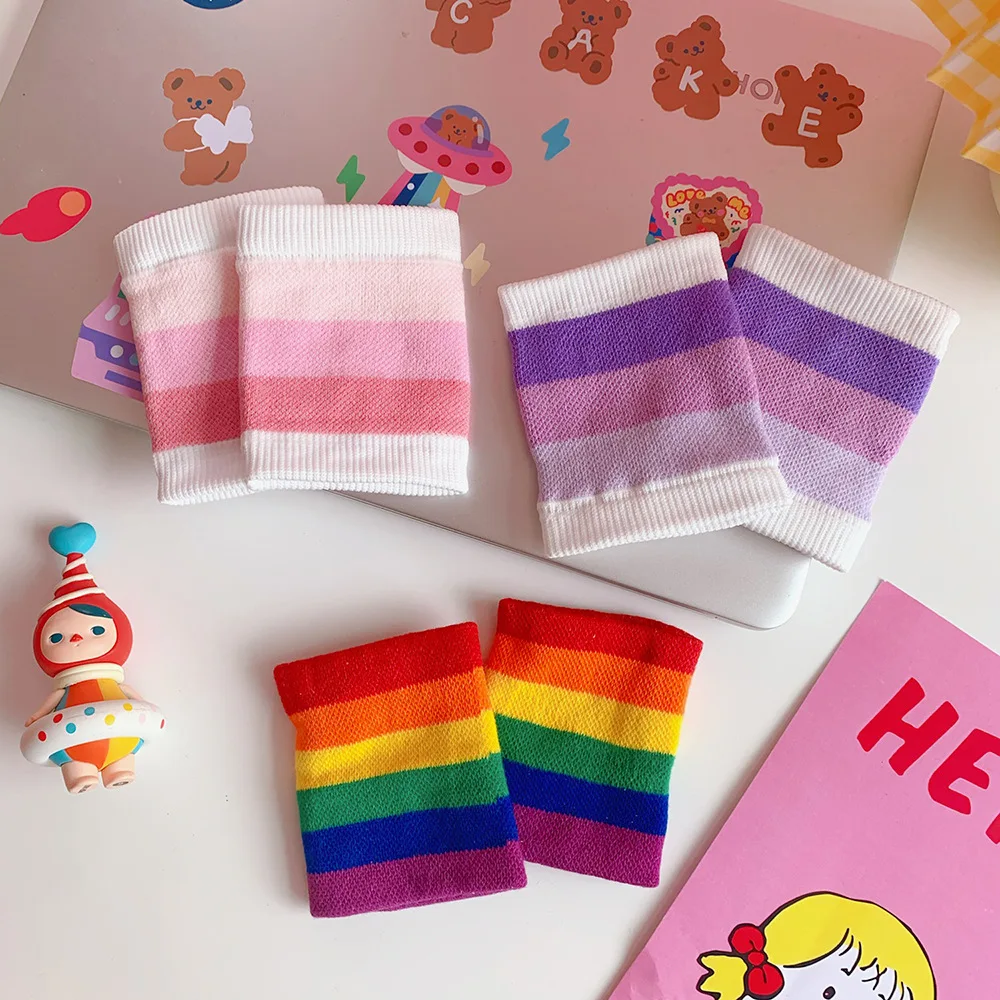 Женский дышащий хлопковый теплый браслет для бега для бадминтона, браслет радужного цвета