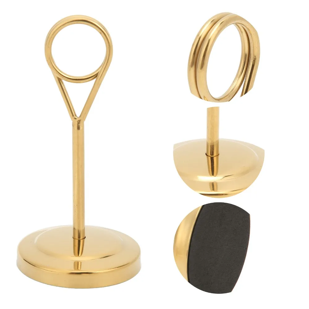 2Pcs Durable Gold Table Cardholder Multiple Sizes Sturdy Name Card Clips Decorative Non-Slip Reserved Card Holder Office