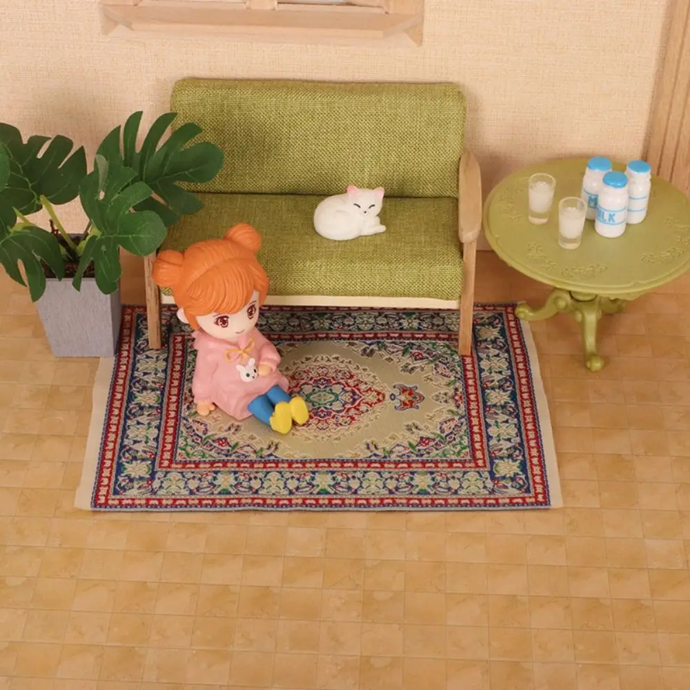 Trendy Miniature Dollhouse Carpet Cloth Delicate Doll House Weaving Rug Floor Mat for 1/12 1/8 1/6 BJD Dollhouse