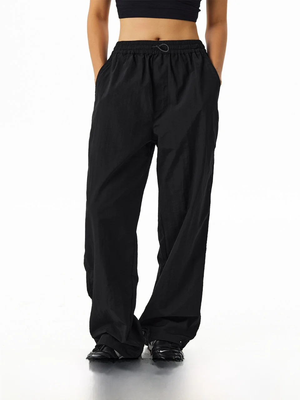 

Classic Workwear Trousers with Cuffed Hem And Loose Fit by Crnenter Straight Leg Casual Pants for Youth in Nylon Fabric