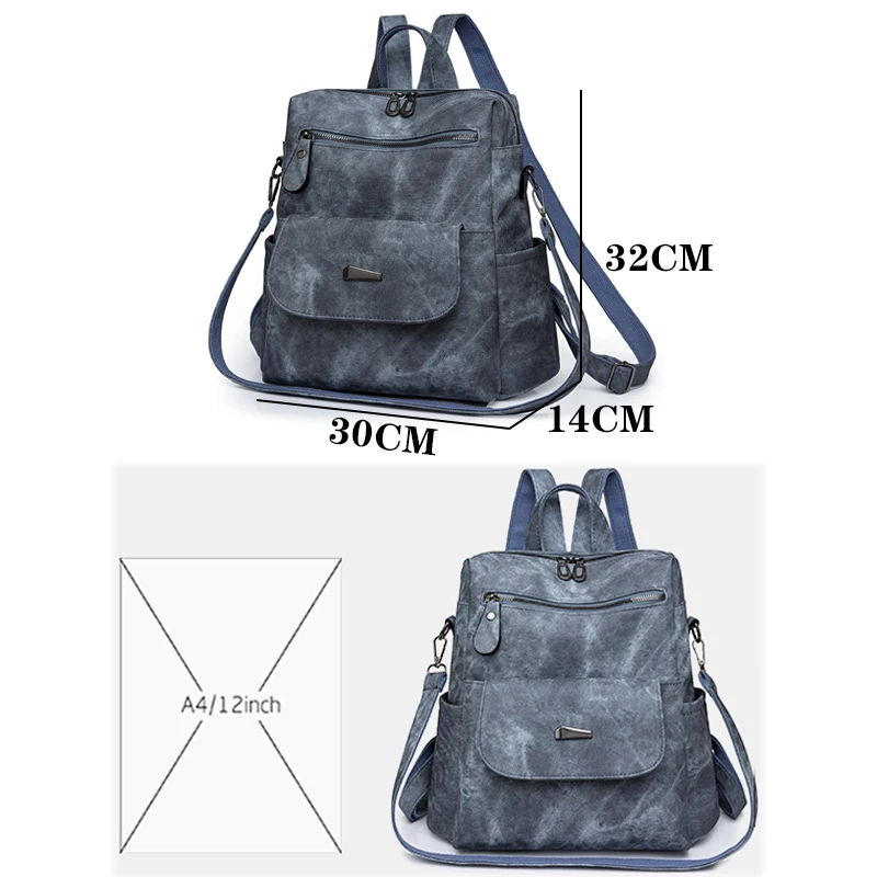 2024 Leather Backpack Women Solid Color Fashion Trend Casual Large Capacity Ladies Travel Bag School Backpack For Teenage Girls