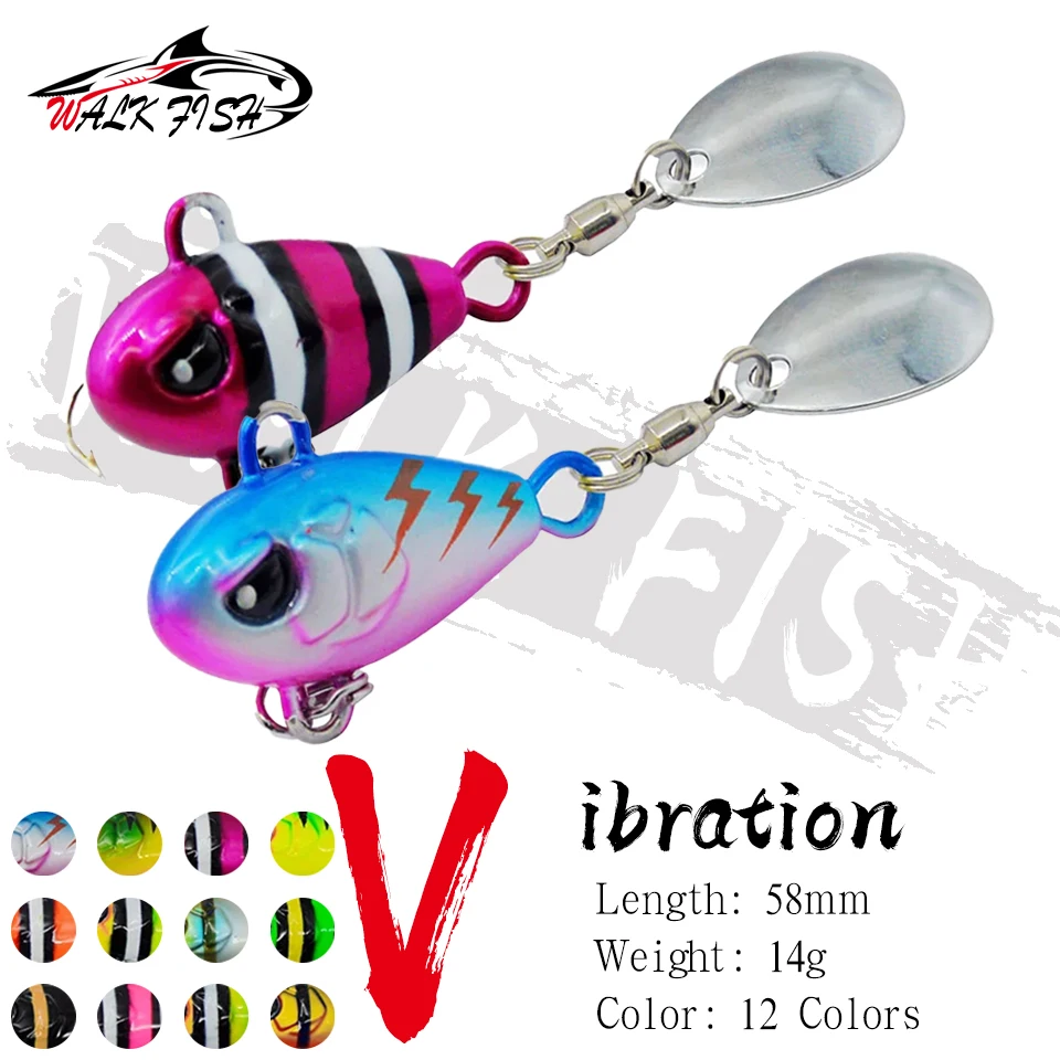 WALK FISH 58 mm 14 g ausgewogenes rotierendes Metall VIB Vibration Neuer Typ Angelausrüstung Sinkender Köder Walking Fish Tail Spinning Fishing