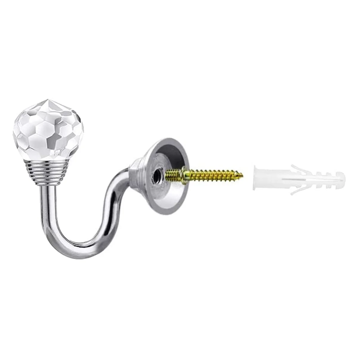 

2Pcs Metal Crystal Holdback Hanger Wall Tie Backs Hooks Home Decor Curtain Tie Back Artificial Crystal Wall Hooks