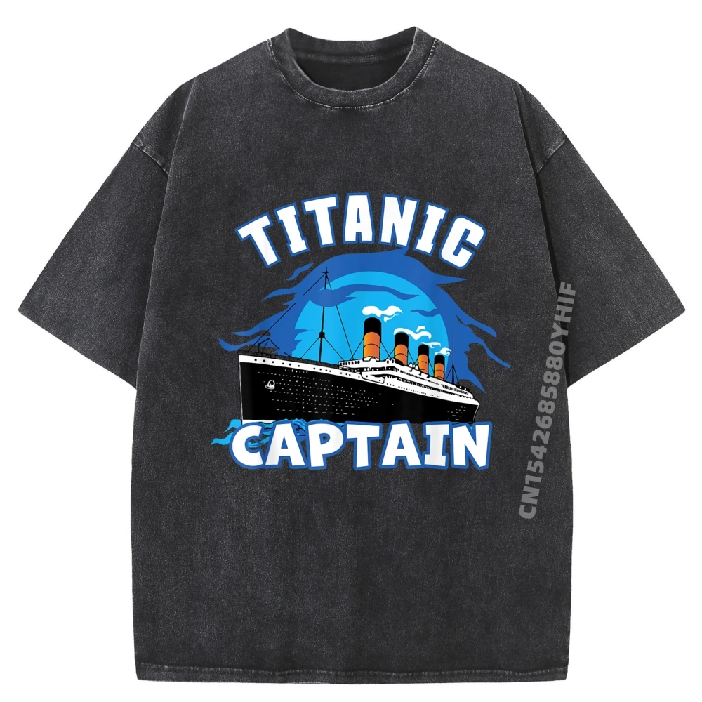 

Rms Titanic Captain Lovers Day Cotton Fabric Fashion Tops Tees Short Sleeve Print Tee-Shirts Retro Washed Latest T Shirt
