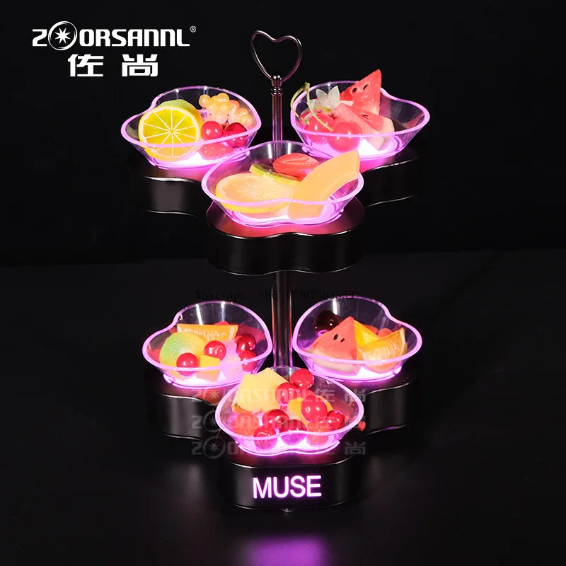 

new bar luminous snack plate ktv special table led snack dim sum love fruit rack
