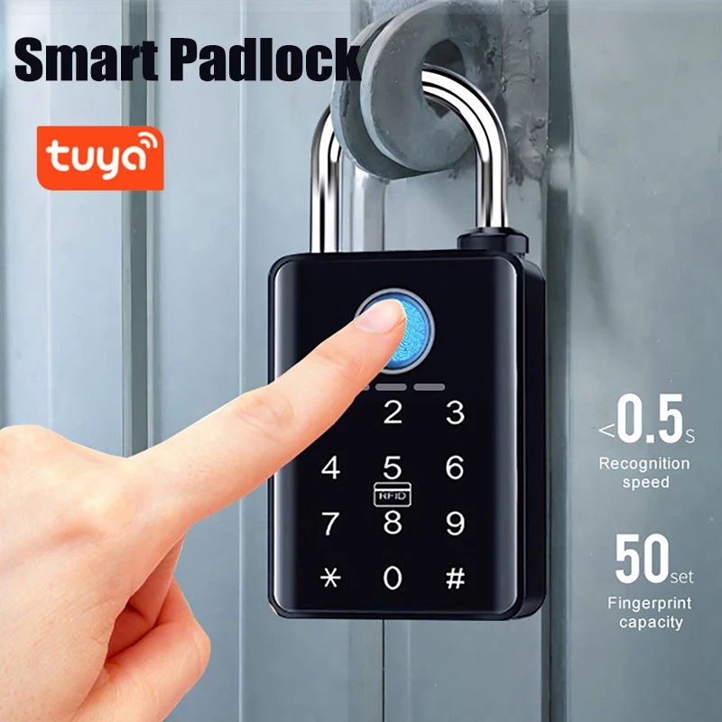 

Навесной замок Tuya с отпечатками пальцев, водонепроницаемый электронный замок, разблокировка без ключа, 7 мм, 10 мм, умный замок с паролем/приложение/IC-карта/разблокировка ключа