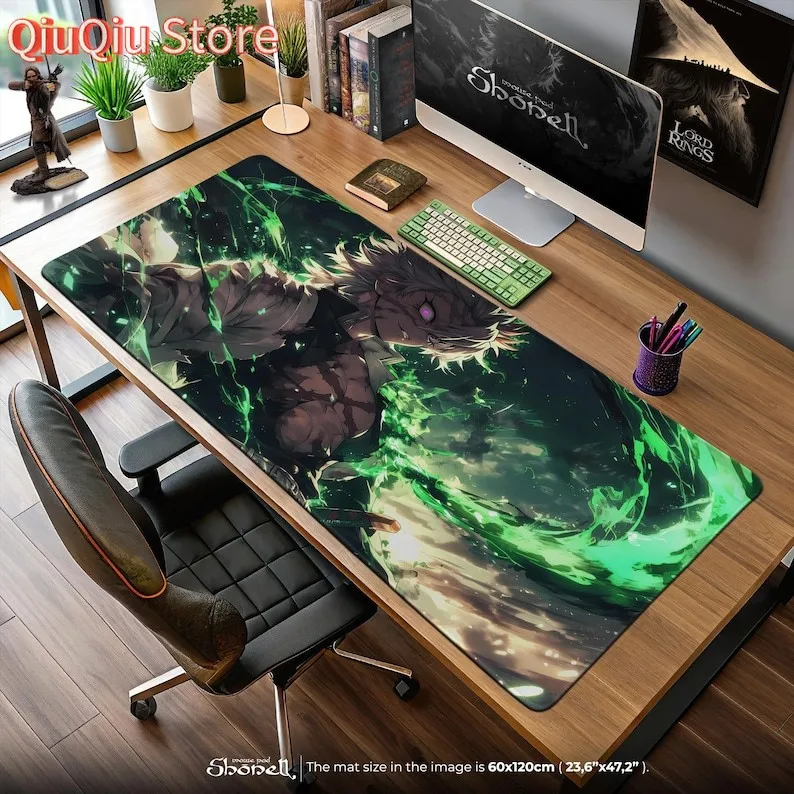 

Sanemi Shinazugawa Wind Hashira Коврик для мыши - Demon Slayer Аниме Art, коврик для игрового стола Green Aura, подарочный декор отаку