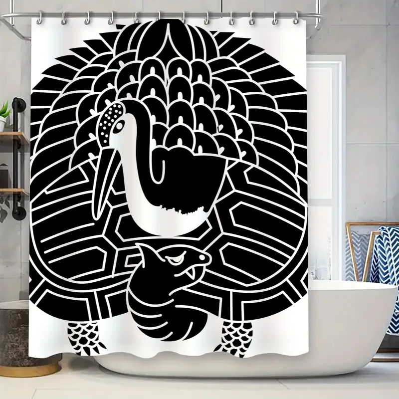 ستارة حمام مخططة باللون الأزرق والأبيض مخصصة مع ديكور بحري مثالي لتحديث الحمام