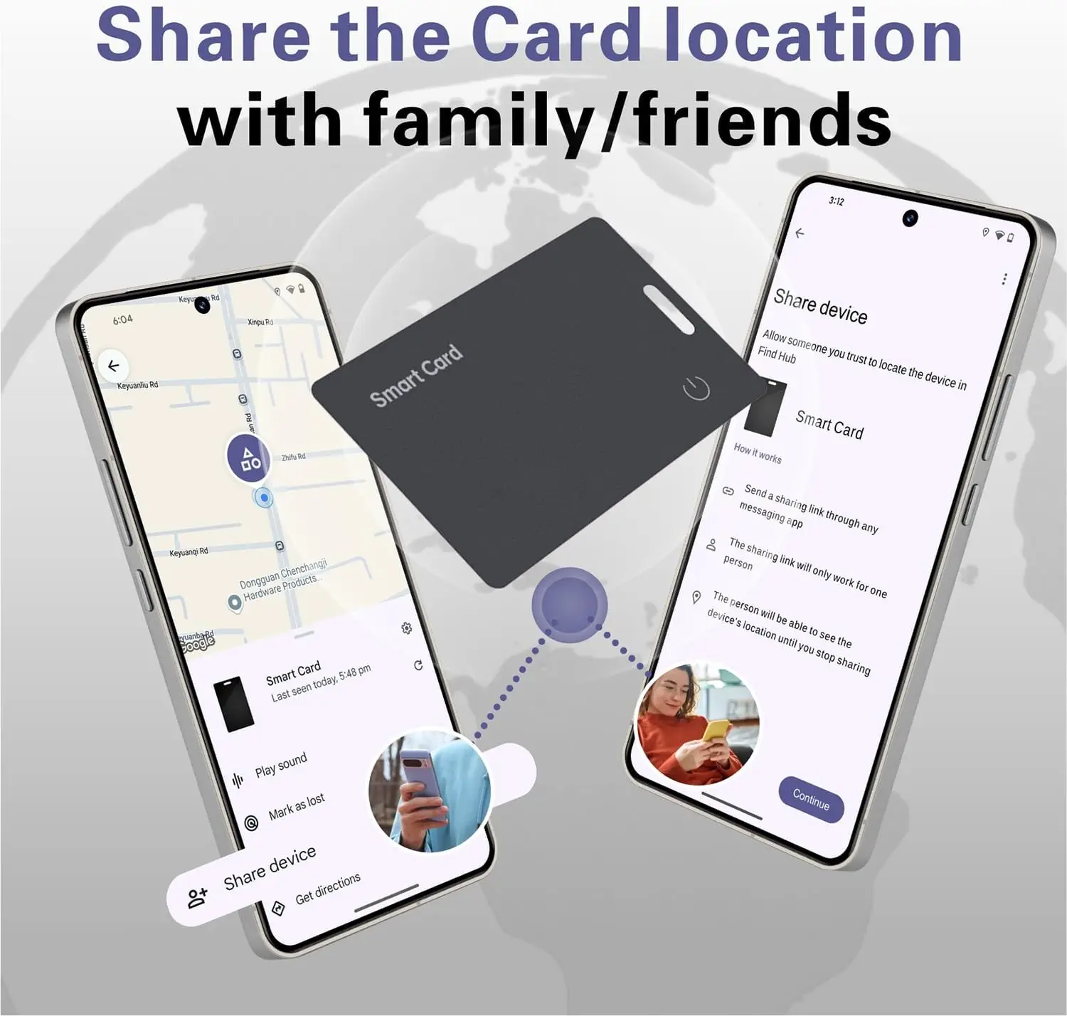 بطاقة تعقب المحفظة، مكتشف رفيع قابل لإعادة الشحن، يعمل مع Google Find My (Android فقط)، محدد موقع العناصر لعلامات الأمتعة وجوازات السفر