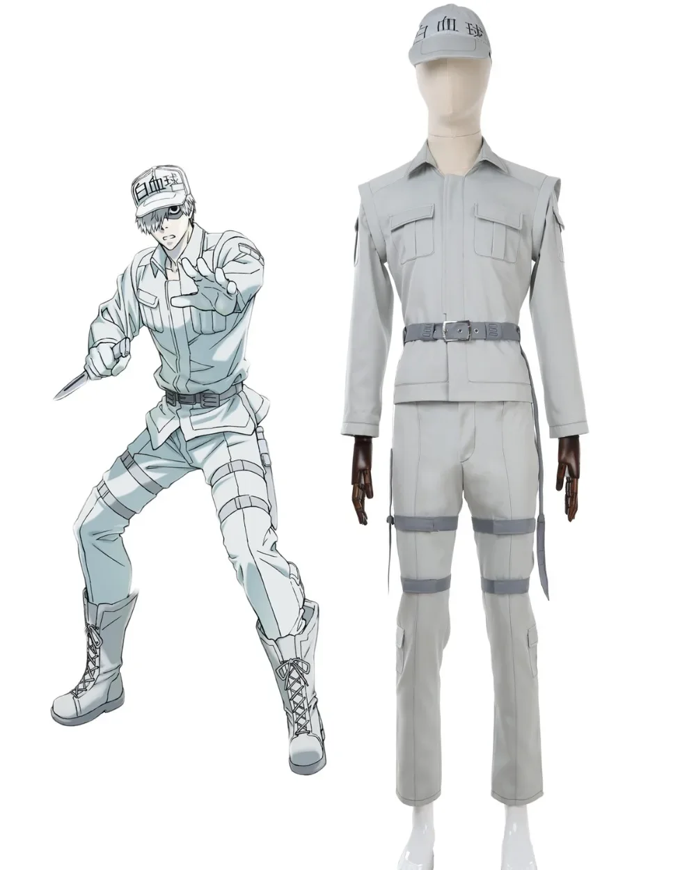 

Cells At Work White Blood Cell Hataraku Saibou Cosplay Costume Leukocyte U-1146 Cosplay Full Set Hat Included