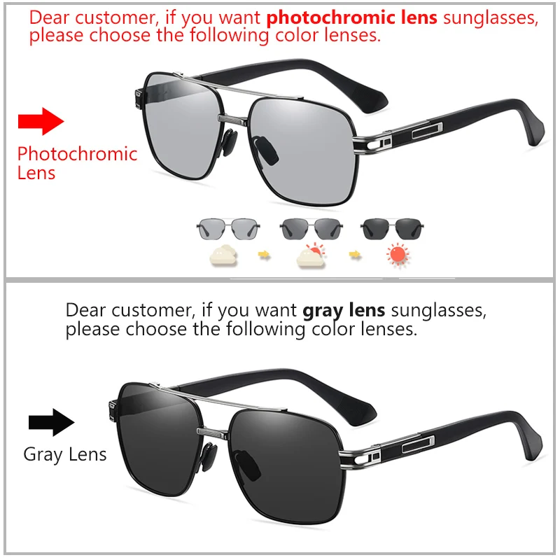 Brand Square Photochromic Sunglasses For Men Women Polarized Sun Glasses Chameleon Anti-glare Driving Oculos zonnebril heren