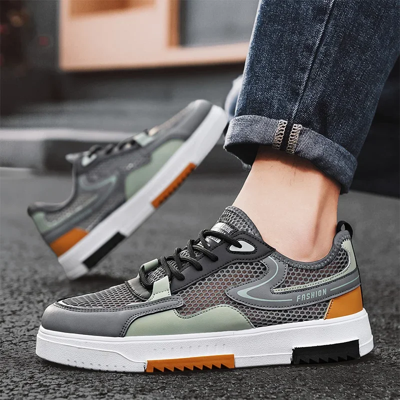 

Летние дышащие легкие повседневные кроссовки, туфли из перфорированной сетки с плоской подошвой, легкая и дышащая повседневная спортивная обувь