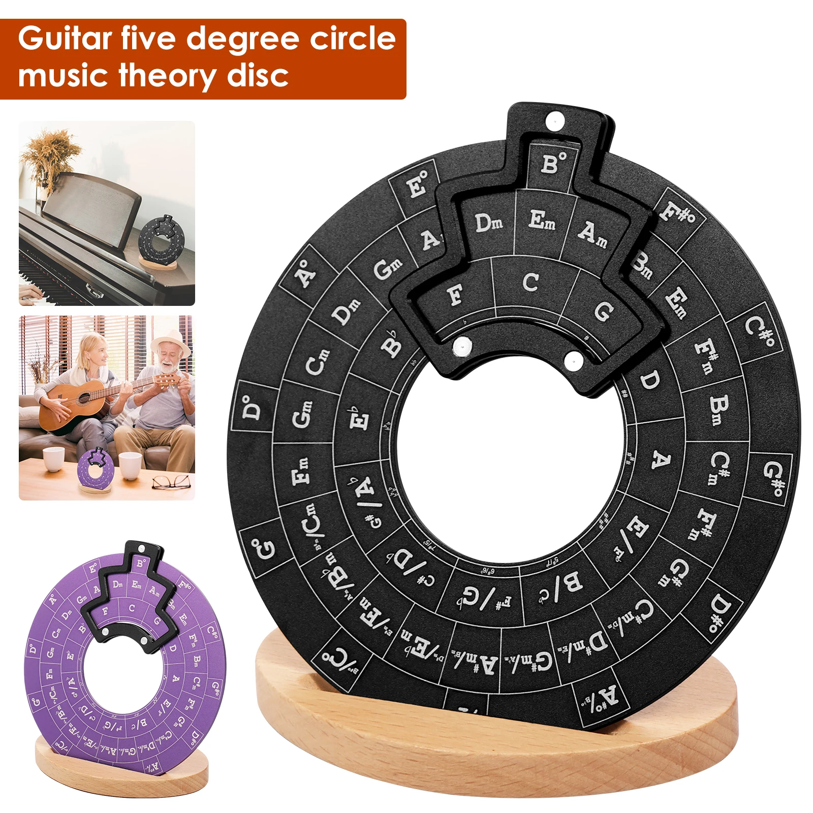 Metal Melody Tool Round Circle of Fifths Wheel Melody Chord Tool Music Theory Disc with Stand Transpose Accessories For Musician