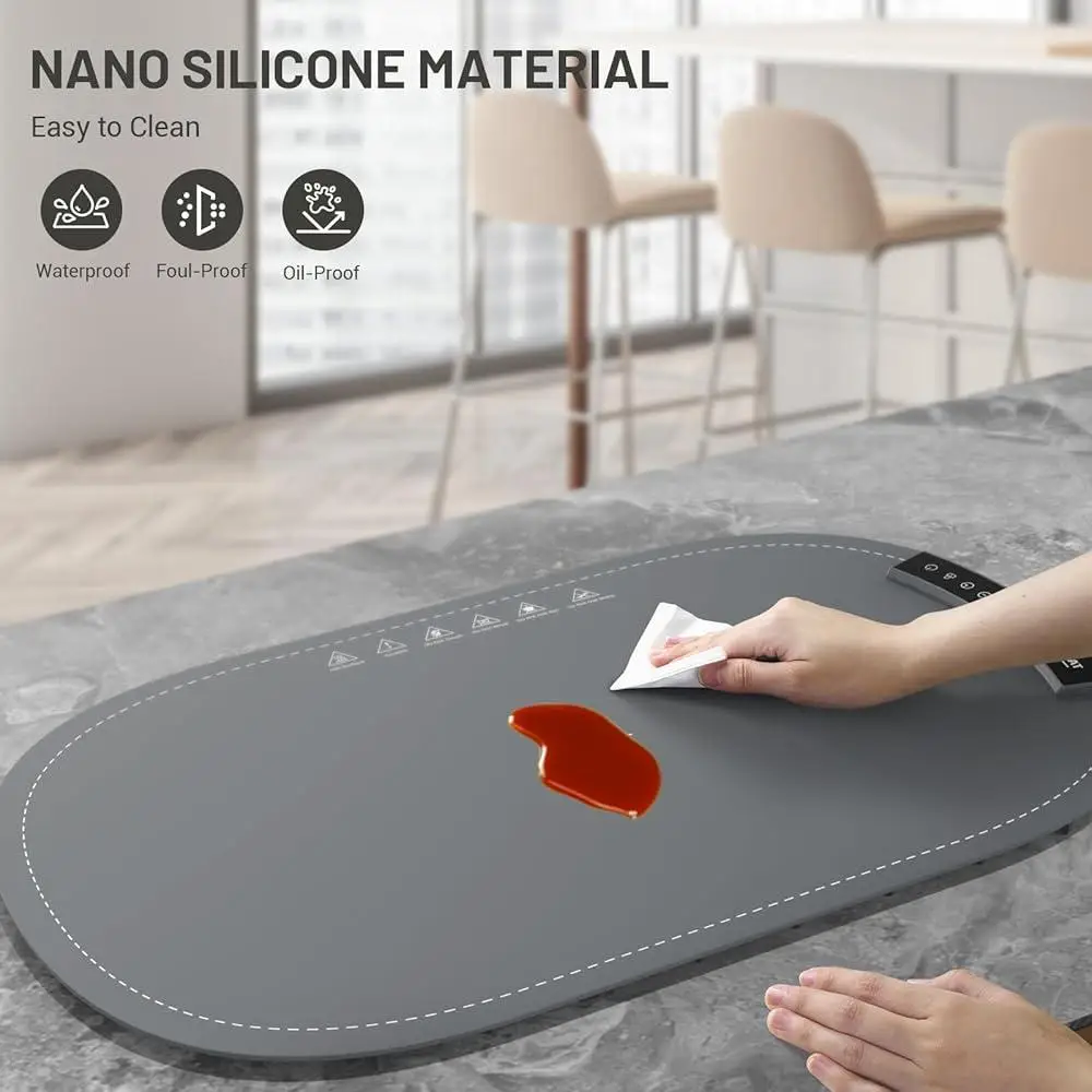 Electric Food Warming Mat Foldable Heating Tray 6 Temp Settings Fast Heating Anti-Scald Nano Silicone 4 Hour Auto Off Child Lock