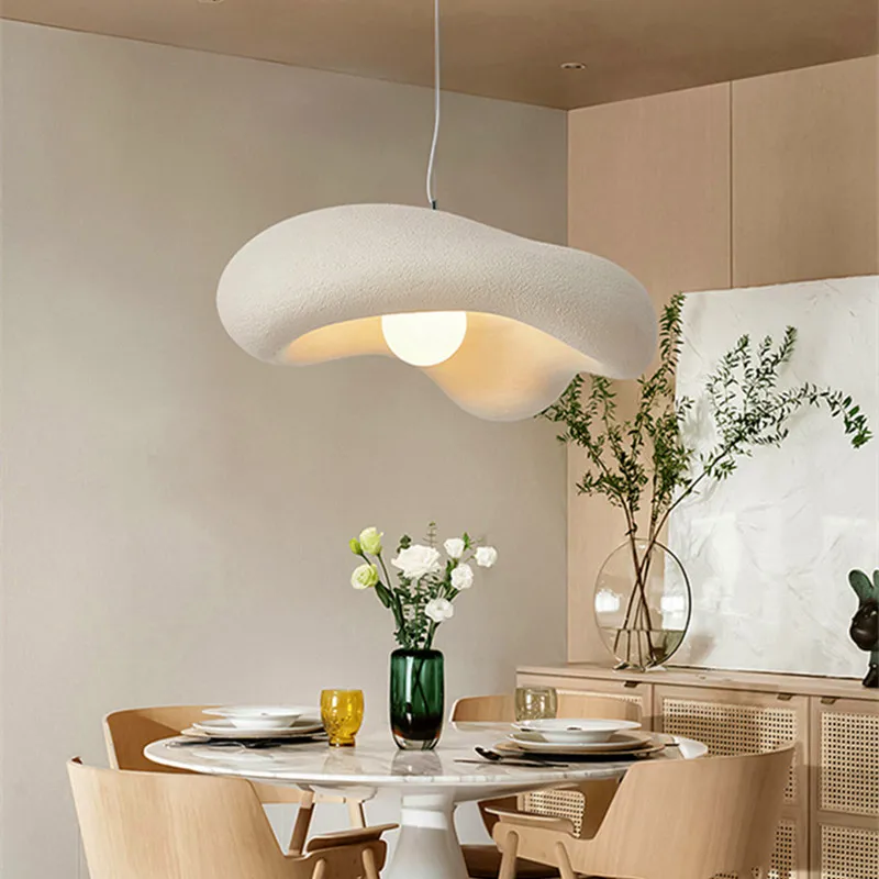 Nordic New Wabi-Sabi Cream Restaurant LED Chandelier Minimalist  Bedroom Bar Table Suspend Lamp Homestay Deco Cafe Hanging Light