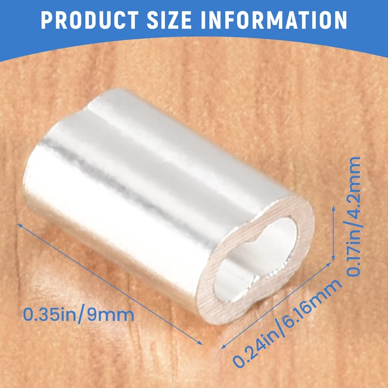 200 шт. 1/16-дюймовый набор кабельных наконечников из алюминиевого сплава, обжимная петля для троса