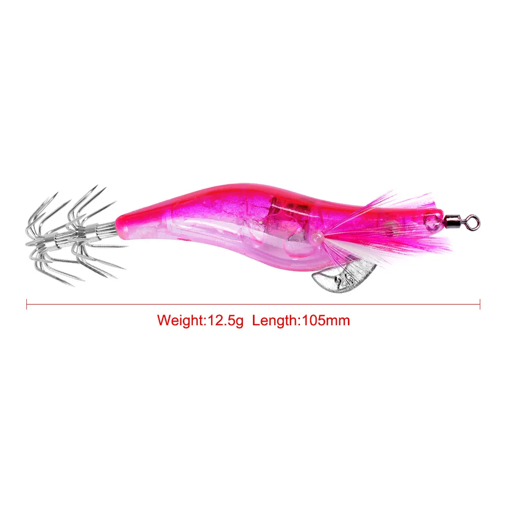 6Pcs/Set Electronic Flashing LED Fishing Lure in Water Tackle Tool Minnow Luminous Squid Jig Shrimp Bait Night Fishing Lure