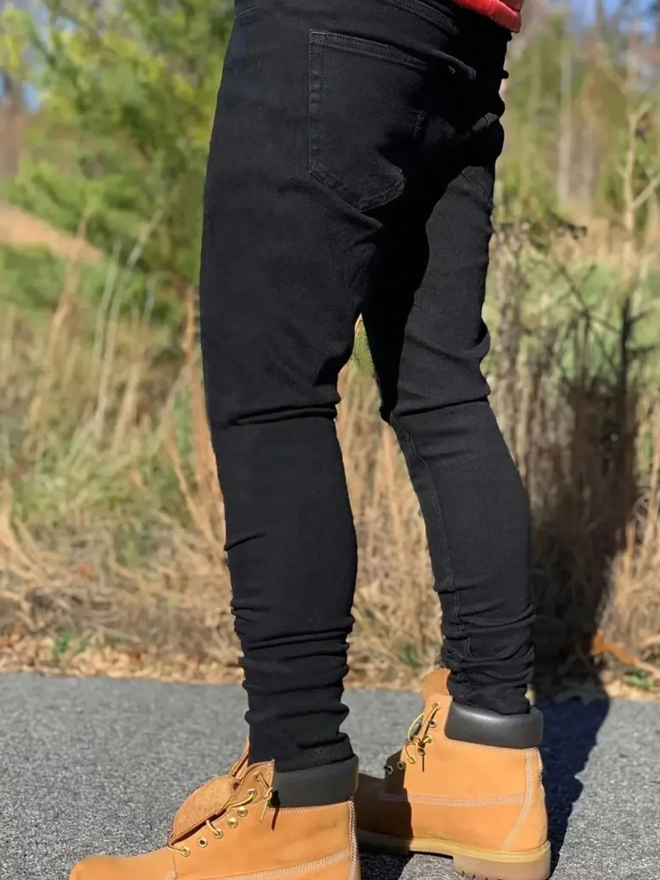 Black Slim Jeans for Man Drip Original Unisex Y2k Basic Denim Wear No accessories or belts included