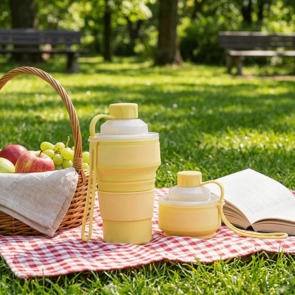 Silicone Foldable Ice Ball Cup Reusable Collapsible Collapsible Cup with Straw Lid Foldable Ice Mold Drink Cup Juice Drinks