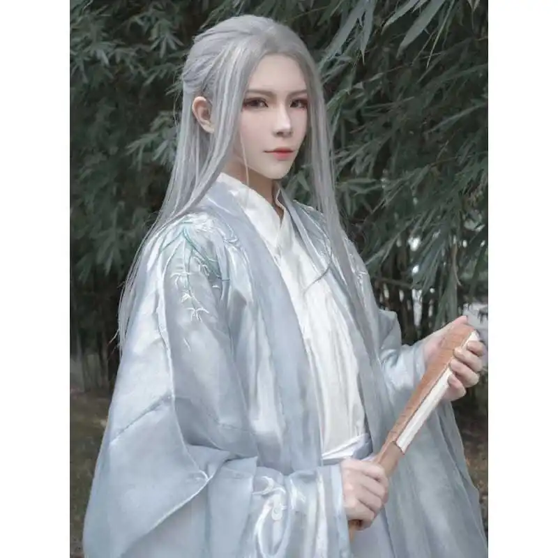 Perruques longues et lisses pour hommes, style Hanfu, pour cosplay d'anime japonais, de prince elfe, d'immortel, pour carnaval, spectacle et fête