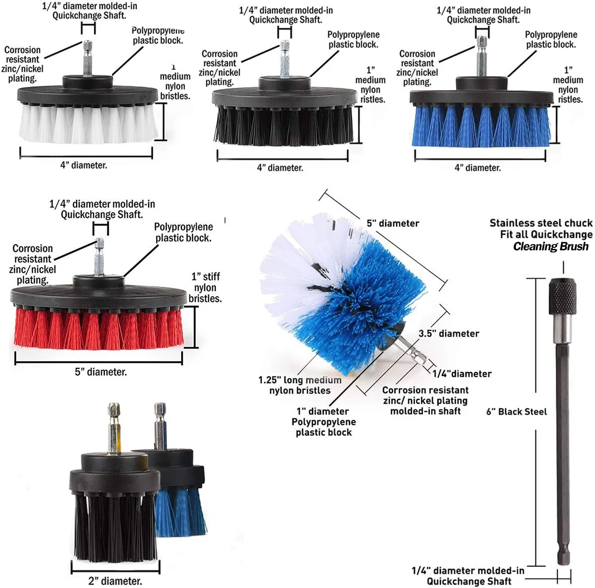 24 Piece Drill Cleaning Brush Attachment Set with Scrub Brush Extend Long Attachment for Cleaning Kitchen Surfaces Car Detailing