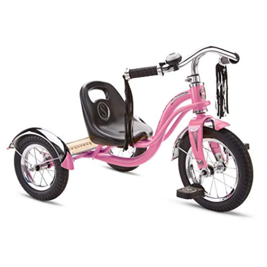 

Трехколесный велосипед Schwinn Roadster с 12-дюймовым передним колесом для детей 2-4 лет, низкий центр тяжести, ретро-стальная рама, регулируемое сиденье, растет вместе с ребенком