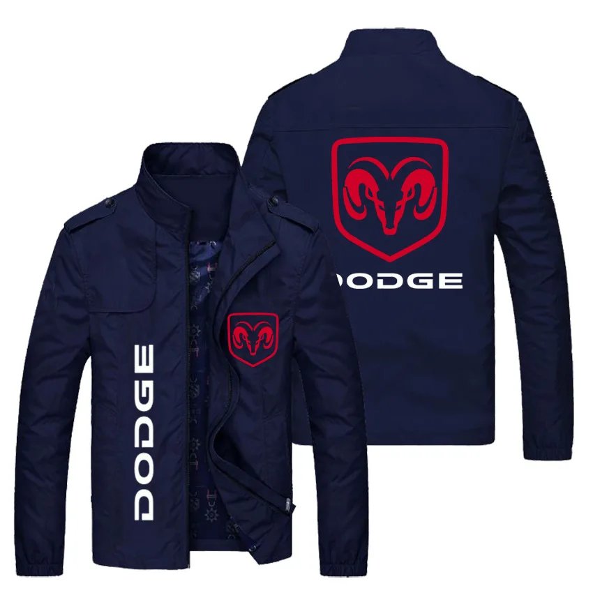 Casaco de lã com logotipo Dodge masculino, roupa exterior casual, jaqueta esportiva fina, gola alta, cor sólida, jovem, novo, primavera e outono