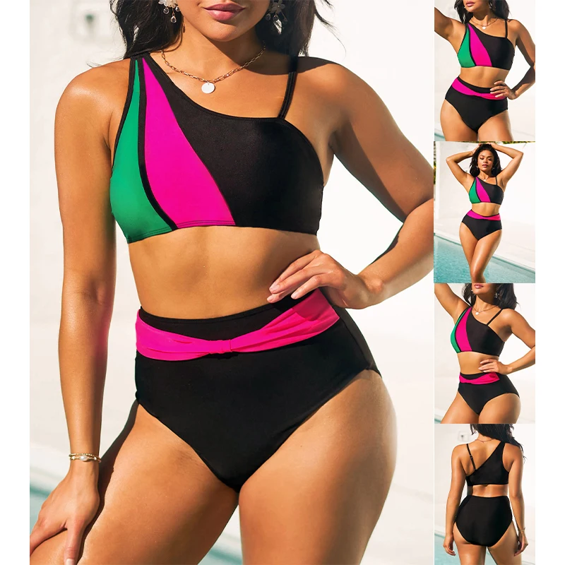 

2023 Summer Two Piece Swimwear Beach Bikini Sexy Swimwear Set Summer Women's New Print Two Piece Bikini Beach Swimwear