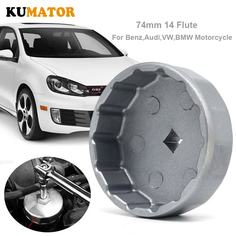 KUMATOR 74mm 14 Flute Oil Filter Wrench Cap Housing Tool Socket Removal For Mercedes Benz CLK230/350/430/500/550 CLK-55AMG