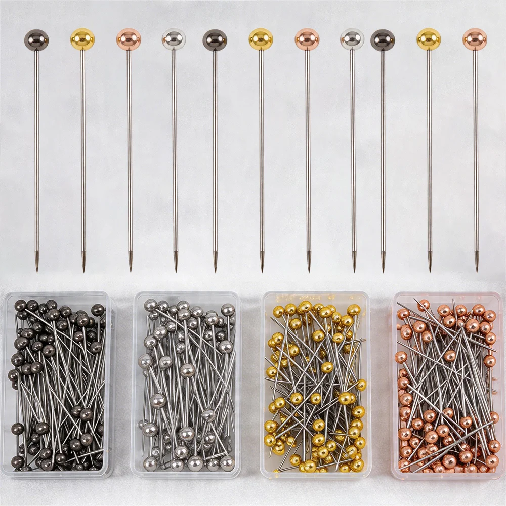 

100pcs 200Pcs Stainless Steel Sewing Pins Round Pearl Ball Head Pin Straight Quilting Pin For DIY Jewelry Dressmaker Positioning