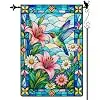 Stained Glass Hummingbird Lily Outdoor Garden Flag, 12 x 18 Inch jjp