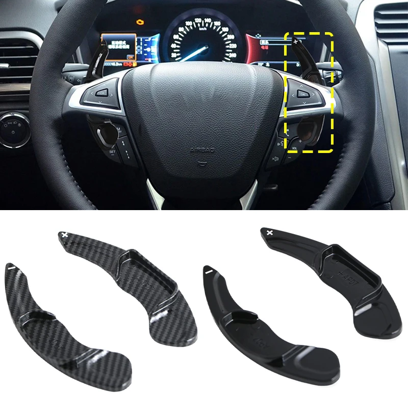 Carbon Fiber Car Steering Wheel Shift Paddle Shifter Extended  ABS Trim For Ford Mondeo Edge Taurus Lincoln MKC MKS MKZ MKX