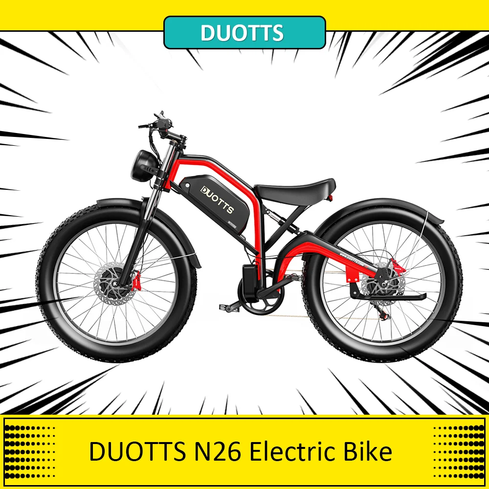 DUOTTS N26 Electric Bike, 750W*2 Powerful Motors, 48V 20Ah Samsung Battery 26*4.0' Fat Tires Adults E-bike 55km/h Max Speed,