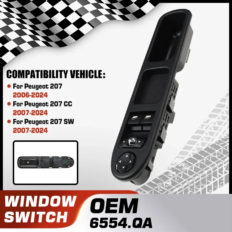 

For Peugeot 207 2006-2024 Peugeot 207 CC Peugeot 207 SW Car Electric Master Power Window Switch Lock Switch 6554.QA 9654859677