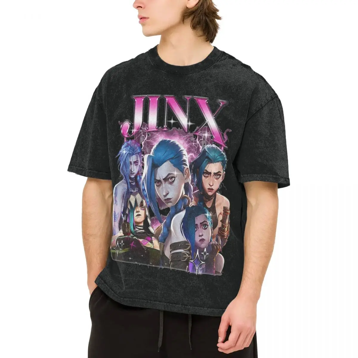 Jinx Arcane T Shirt Summer Leagued Of Legends Street Style T-Shirts 2025 Cotton Hip Hop Tshirt For Men Short Sleeve Design Tees