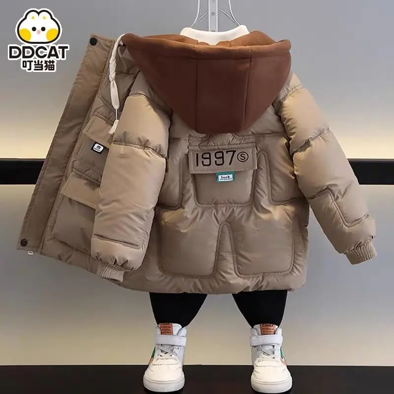 

Children's Parkas Boys Winter Warm Coats Teen Fashion Hooded Jackets Thicken Kids Winter Outdoor Coat Baby Parka New